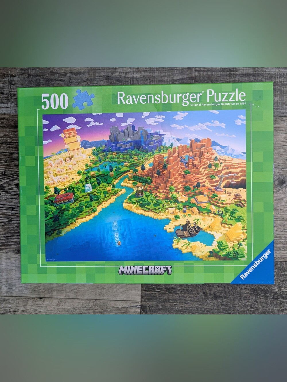 Ravensburger Puzzle - 500 Pieces Minecraft Blue, Green, Orange Landscape - Picture 3 of 3